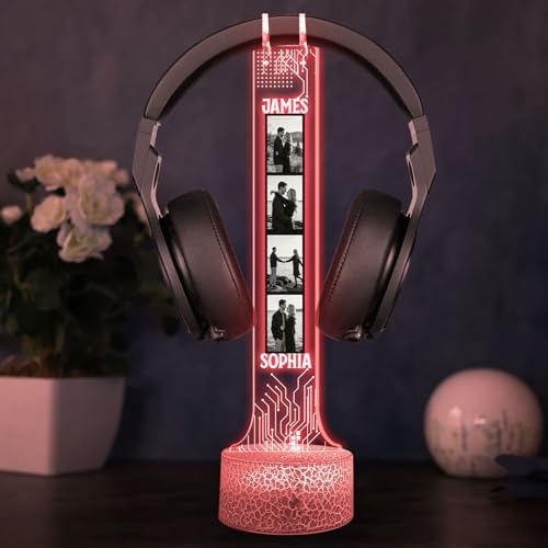 Personalized Headphone Led Night Light, Custom Photo RGB Light Headset Holder, Gift for Couple, Boyfriend Gifts, Headphone Display with Photos, Gamers Room Decor, Valentines Day Gifts - Image 5