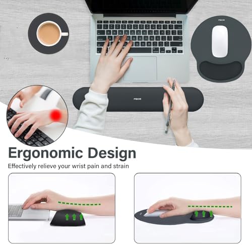 MOSISO Wrist Rest Support for Mouse Pad&Keyboard Set, Slate Gray - Image 3