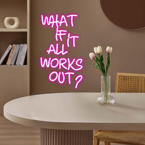 Allball What If It All Works Out Neon Sign, Motivational Neon Light LED Inspiration Dreamer Sign USB Powered Dimmable, for Office Bedroom Game Room Reading Room Dreamer Provide Wall Decor(16.1*10.8 In) - Image 5