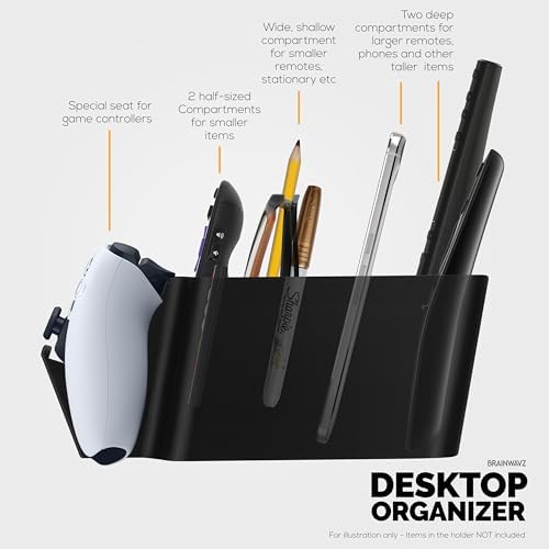 BRAINWAVZ Game Controller, Remote Control Holder & Pen Organizer, Ideal for Side Tables & Desktops (For 3 to 5 Remotes, 1 Game Controller, Pens & Stationery) - Image 6