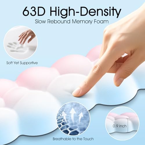 Cloud Wrist Rest Keyboard Cushion and Cloud Mouse Pad, Rainbow | 4-in-1 Ergonomic Cloud Keyboard Wrist Rest Set, Memory Foam, Arm Support for Palm, Cute Desk Accessory for PC Gaming Setup - Image 4