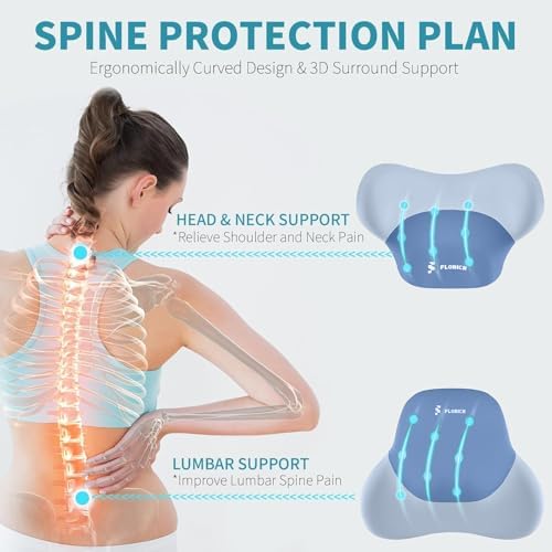 FLORICH Seat Cushion and Lumbar Support Pillow for Office Chair Car Neck Headrest Pillow Memory Foam Seat Pads Pressure Relief Back Cushion and Carseat Pads(Blue) - Image 6
