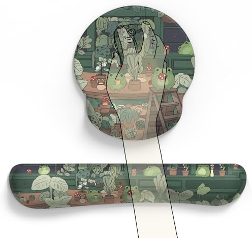 Cute Frog Mouse Pad with Wrist Rest Kawaii Green Decor Pain Relief Mat, Ergonomic Mouse Pad for Desk Computer Keyboard Laptop, Desk Decor Office Accessories for Girl Wrist Rest for Computer Keyboard. - Image 5