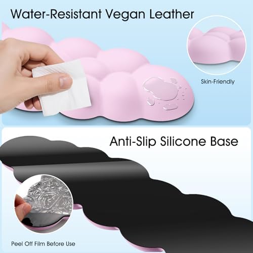 Cloud Wrist Rest Keyboard Cushion and Cloud Mouse Pad, Pink | 4-in-1 Ergonomic Cloud Keyboard Wrist Rest Set, Memory Foam, Arm Support for Palm, Cute Desk Accessory for PC Gaming Setup - Image 5