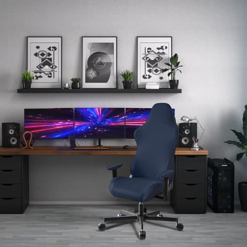 Stretch Gaming Chair Cover, Soft and Comfortable, Dust Protection, Modern Design, for Office Computer Racing Seat(Dark Blue) - Image 4