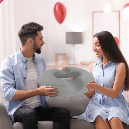 BlissTrends Donut Pillow Seat Cushion, Memory Foam Lifting Cushions | Donut Chair Cushions for Postpartum Pregnancy&Hemorrhoids,Tailbone Pain Relief, for Office&Home Chairs(X-Large, Light Gray) - Image 7