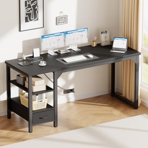 Mericonia 54" Reversible Computer Desk with Drawer, 1.2" Thick Office Desk by MERICONIA