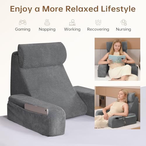 Vekkia 19'' Reading Pillow for Adults with XL Side Pockets - Image 6