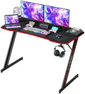 BestOffice Gaming Desk Z Shaped 47 inch PC Computer Desk Computer Workstation Ergonomic Gaming Table with Headphone Hook for Game Players, Black&Red by BestOffice
