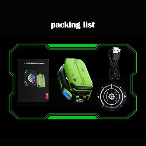 Magnetic Phone Cooler with Rechargeable Battery, LED Cooling Fan with Semiconductor Cooling,Phone Cooler with Power Display, Suitable for Phone Gaming Enthusiasts, Live Broadcast Crowd Network (Green) - Image 7