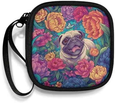 Floral Headphones Carrying Case, Cute Puppy Print Travel Portable Storage Bags for Bluetooth Wireless Headphones, Cords, Cable, Earbuds, Charger, USB Flash Driver, MP3 by Unknown