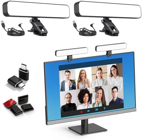 ALTSON 16W 2PCs Video Conference Lighting, LED Streaming Light Clip-On, Zoom Lighting for Computer Monitor Webcam Laptop, Desk Ring Light for Video Recording Podcast, Eye-Caring&360° Rotary Backlight by ALTSON