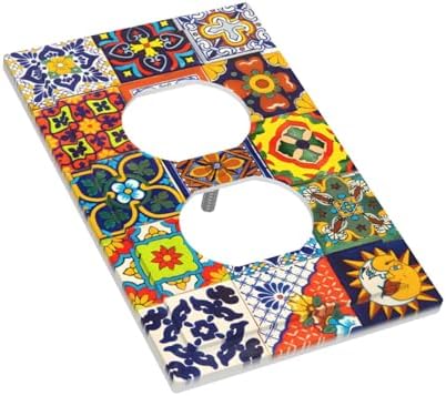 Outlet Covers Vintage Traditional Colorful Mexican Talavera Tiles Style Decorative 1 Gang Duplex Light Switch Cover Plate Single Electrical Receptacle Wall Plate Plug Switchplate Faceplate - Image 3
