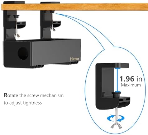 Under Desk Cable Management Tray with 6 AC Power Outlet and Clamp Mount, No Drill Cord Storage Organizers for Wire Management, Standing Desk, Computer Cord Rack for Office & Home (Black) - Image 4