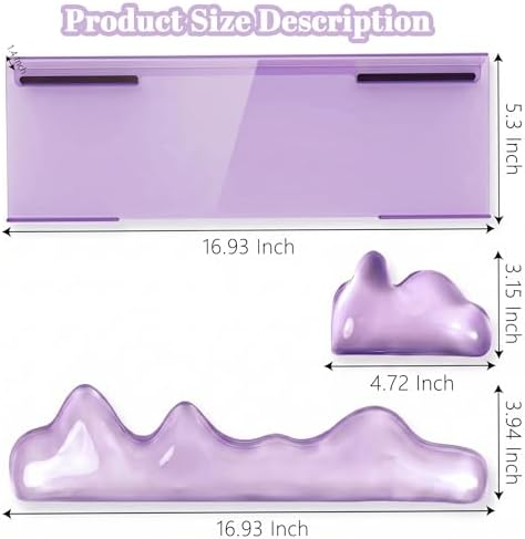 Acrylic Computer Keyboard Stand with Gel Mountain Wrist Rest Keyboard Riser with Comfortable Clear Silicone Mouse Wrist Pad Ergonomic Tilted Transparent Keyboard Holder for Desktop Office Purple - Image 4