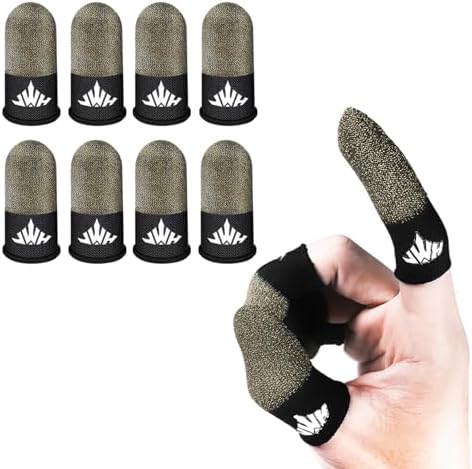 Jwh 8 Pack Mobile Phone Gaming Accessory Thumb Finger Sleeves 0.15 Ultra Thin Pure Silver Fiber Silky Tip Covers Finger Cots for Pubg Gaming Gloves Guantes para Dedales Dedos Gamer Profesionales by JWH