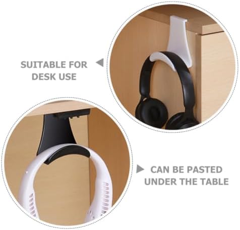Hemoton 2pcs Under Desk Headset Hooks Headphone Hangers for Gaming and Office Easy Install Space-Saving Headset Holder Rack for Secure Storage and Display Black and White - Image 3