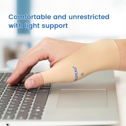 Velpeau 2pcs Thumb and Wrist Compression Sleeve for Tendonitis, Khaki, M - Image 5
