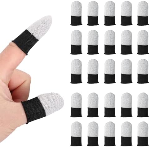 PATIKIL Controller Finger Thumb Sleeve, 40 Pack Mobile Gaming Finger Sleeve Silver Fiber Tip Gloves Anti-Sweat Breathable for Game Phone Touchscreen Devices, White by PATIKIL