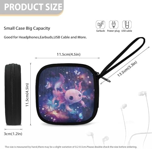 Starry Night Axolotl Lightweight Headphone Storage Bag, Portable Headset Carrying Pouch Headphone Case Bag Soft Travel Pouch for Ear Headphones/Neckband Earbuds - Image 5