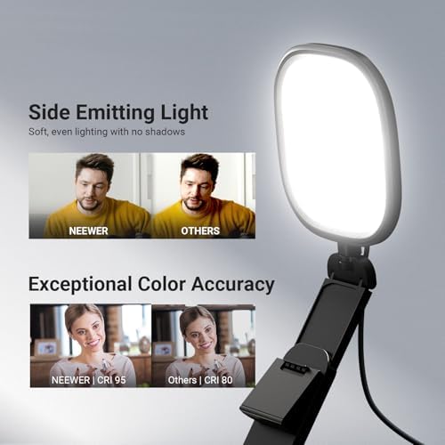 NEEWER BASICS 5" Monitor Light with Stand, Zoom Lighting for Video Conference, 10W Bi Color Edge Lit CRI95 USB LED Panel Ring Light for Desk Computer Laptop Webcam Video Call Streaming Recording, NL10 - Image 3