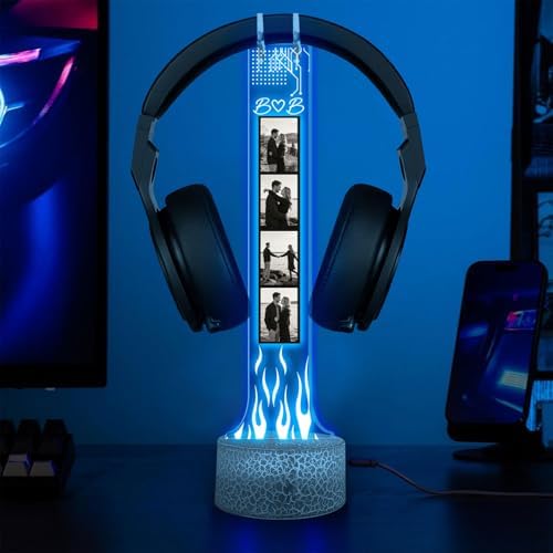 Custom Couple Photo Headphone Holder, Personalized Led Headphone, Headset Holder Gift for Him, Valentine's Day Gifts for Couple, Custom Gift for Gamers, Boyfriend Gifts, Couple Photo by GiantBigHands