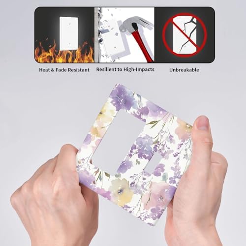 Decorative Outlet Covers Purple Floral Watercolor Wildflower 2-Gang Combo Light Switch Cover Plate Single Toggle/Rocker Wall Plate Plug Switch Plate Covers for Bedroom Decor - Image 5