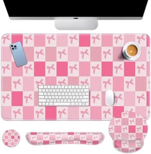 Arttown Keyboard Mouse Pad Set, 4 in 1 Desk Mat Set Kawaii Cute by Arttown