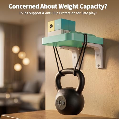 RIBOTS Wall Mounted Holder for Nex Playground Game System with Silicone Remote Case Cover, Wood Shelf for Console & Remote, 3-Step Easy Setup, Storage Organizer for Nex Playground Kids & Families - Image 2