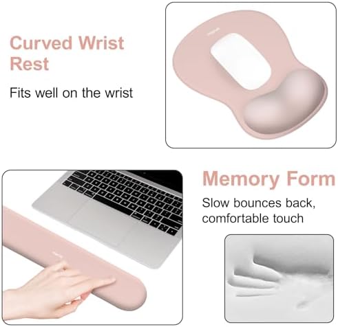 MOSISO Wrist Rest Support for Mouse Pad&Keyboard Set, Pink - Image 4