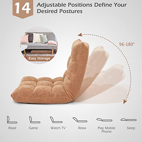 COSTWAY Floor Chair, Video Gaming Chairs with Back Support, Beige - Image 5