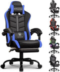 GTPLAYER Gaming Chair, Ergonomic Game Computer Chairs with Foot Rest for Adults, Adjustable PC Game Chair with Reclining Function and Comfortable Headrest for Home and Office Use (Blue) by GTPLAYER