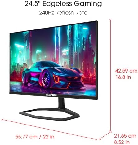 Sceptre New 24.5-inch Gaming Monitor 240+Hz 1ms DisplayPort x2 HDMI x2 100% sRGB AMD FreeSync Premium Build-in Speakers, Machine Black 2025 (E255B-FWD240 Series) - Image 2