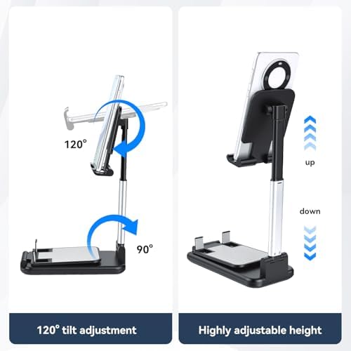 aceyoon Dual Device Desktop Stand, Adjustable Phone Tablet Holder for 4.6-12.9” Devices Versatile 2 in 1 Stand Game Stream Companion Foldable Bracket with Non-Slip Silicone for Smart Phone - Image 2