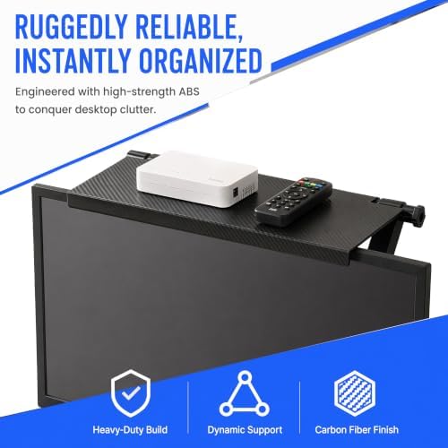11.5 Inch Adjustable Screen Top Shelf Organizer for TV Computer Monitor Flat Screen, TV Mount Top Shelf Used to Place Soundbar Cable Box Speakers Apple TV Play-Station Camera Frames Remote - Image 3