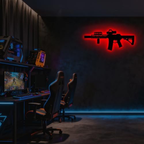 Gun Pistol Wall Light Man Cave Neon Sign 3D LED Silhouette Lamp 16 Colors Dimmable NightLight Christmas Birthday Valentine Gift for Men Boy Bedroom Game Room Bar Decor - Image 4