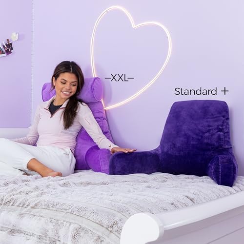 Husband Pillow Reading Pillow with Arms - Standard Backrest for Sitting Up in Bed - Firm Support Bed Rest Pillow for Adults, Neck Roll, Removable Cover -TV, Reading, Lounging - Purple - Image 6
