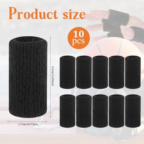 KALIONE 10Pcs Black Sport Finger Sleeves, Finger Sleeves Protectors, Elastic Finger Support Sleeve, Compression Finger Sleeves, Thumb Brace Support for Basketball, Golf - Image 2