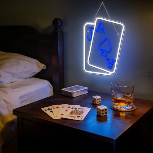 Blue Poker Neon Sign Casino Playing Cards Neon Signs for Man Cave - Image 2