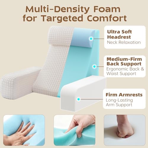 Vekkia 19'' Reading Pillow with Armrests and XL Pockets for Adults - Image 2