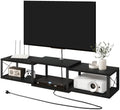 IBUYKE Floating TV Stand with Power Outlet,Wall-Mounted Floating Stand for TVs up to 55",Metal Wall Entertainment Center,Wall Mounted TV Shelf with Storage for Living Room Bedroom,Black UWST011B by IBUYKE
