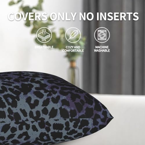 Cheetah Print Pillowcase Set of 2 Black Leopard Animal Texture Throw Pillow Covers Shells for Couch Office Bedroom Home Decoration, 18"X18" - Image 4