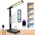 LED Desk Lamp with Power Strip: Table Lamp with Charging Station - 2 Outlets 1 USB-A Ports 1 Type-C Ports, Surge Protection and Led Display, 5ft Extension Cord, 5 Color Modes 5 Brightness by LAOPAOInc-TheUSA