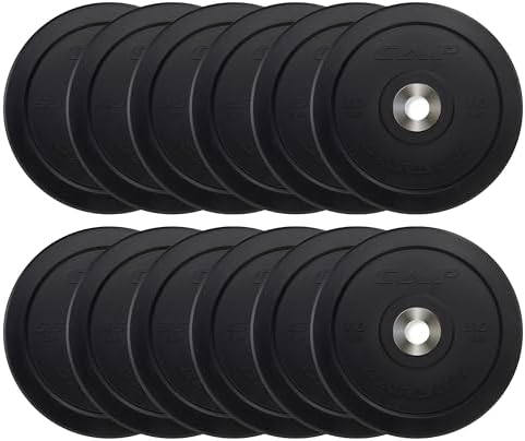 CAP 2-inch Olympic Bumper Plate Weight Set | 100-370 lbs | Multiple Colors | Storage Rack Optional by CAP