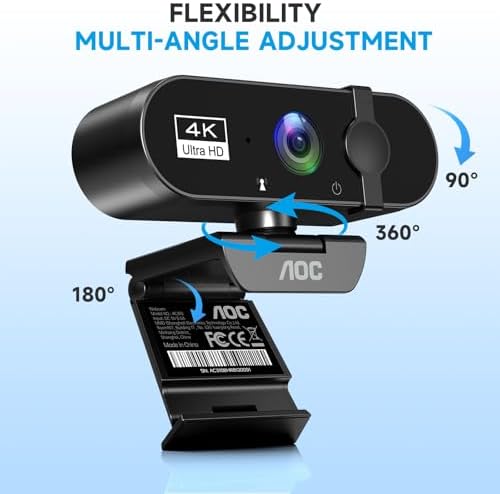 AOC 4K Webcam for PC, Streaming Computer Camera with Noise-Canceling Mic - Image 4