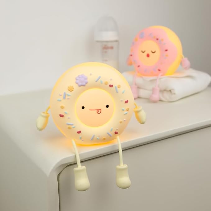 Cute Donut Night Light for Kids,Silicone Nursery Nightlight, Touch Control USB Rechargeable Lamps Breastfeeding Sweet Kawaii Dorm Room Decor Christmas Gift Baby Kids Girls Teens,White - Image 8
