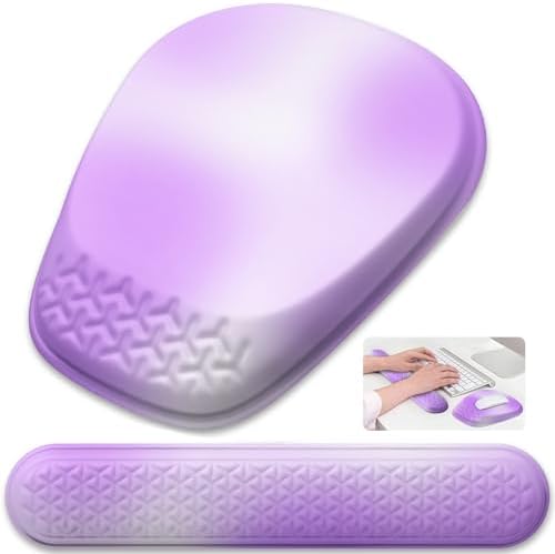 Mouse Pad with Wrist Rest, Comfortable Memory Foam Wrist Rest for Computer Keyboard, Ergonomic Mouse Pad Set for Easy Typing & Pain Relief - Gradient Purple by Laokiiy