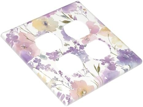 Decorative Switch Plate Covers Purple Floral Watercolor Wildflower 2-Gang Duplex Light Switch Covers Gfci Wall Plate Electrical Receptacle Switchplate Plug Faceplate for Bedroom Decor - Image 3