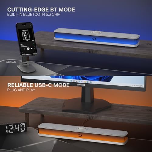 Redragon GS515 RGB Desktop Soundbar, 2.0 Stereo Enhanced Sound, BT 5.3 - Image 3