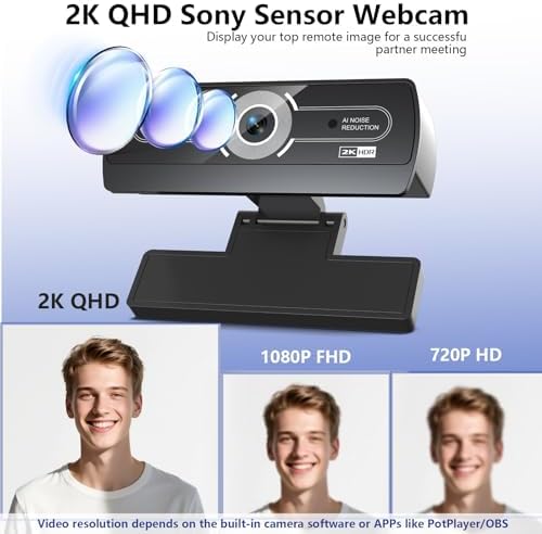 2K Webcam for PC - 2K Ultra HD Computer Camera with PDAF Autofocus, AI Noise-Canceling Mic, USB Plug & Play, 92° FOV & Auto Lighting Correction for Laptop & Desktop (​Social Streaming Video Call​)​ - Image 2